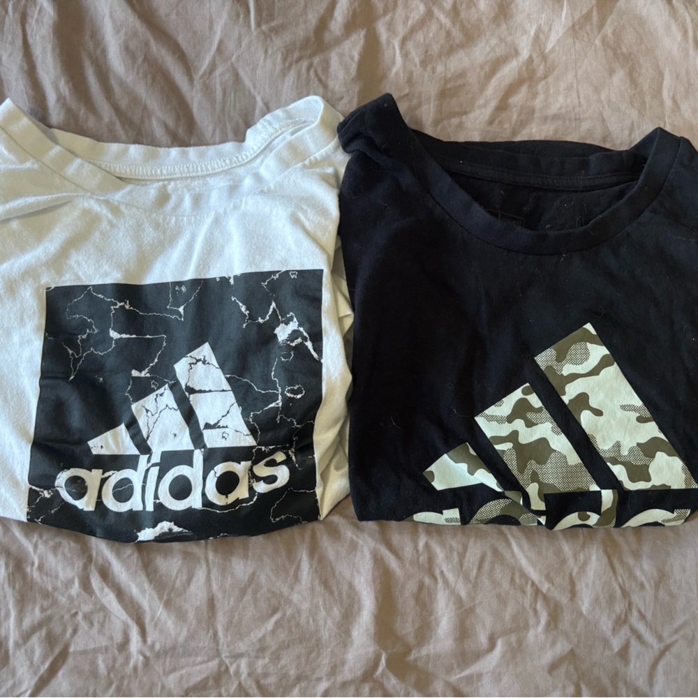 Adidas Kids' Black and White Graphic Tees